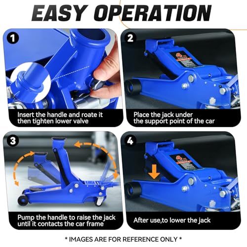 Auto Dynasty 4 Ton Low Profile Floor Jack, Heavy Duty Steel Hydraulic, Yellow B7990