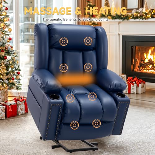Large Power Lift Chair Recliner for Elderly with Heat and Massage, Dark Brown W500