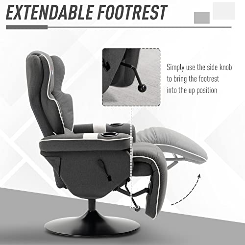 HOMCOM Manual Recliner Swivel Lounge Armchair with Footrest, Black X595632