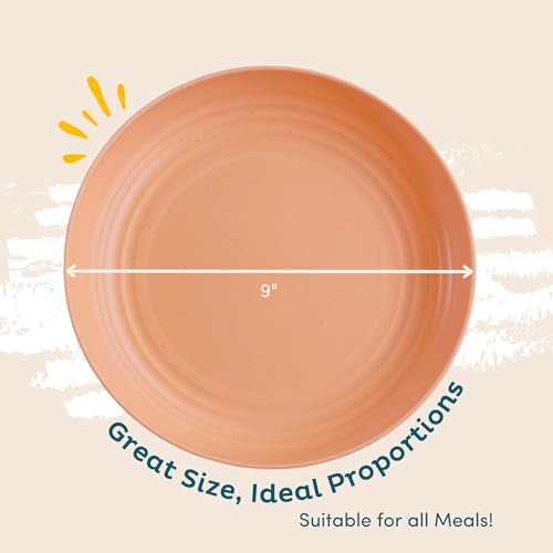 Deep Wheat Straw Plates - Reusable Dinnerware Set for 8, Pastel 9" U1570