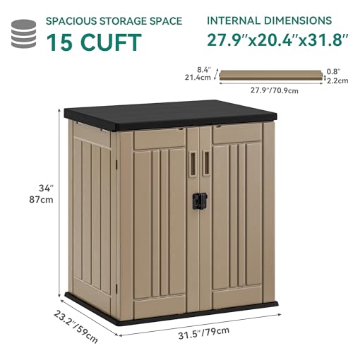YITAHOME Outdoor Storage Cabinet with 2 Shelves, Waterproof Resin, Lockable, Dark Gray N641