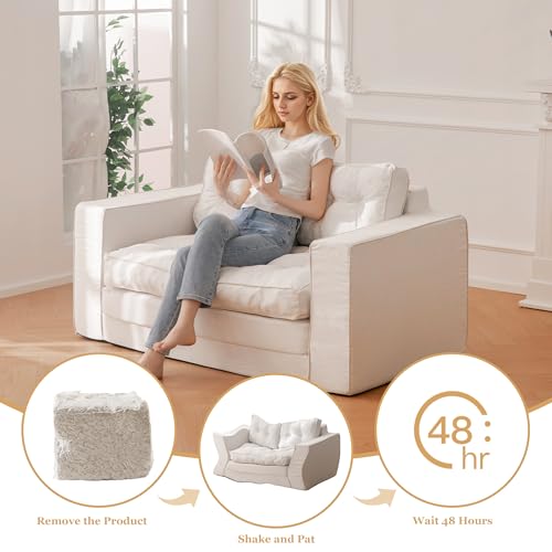 YOSHOOT Loveseat Sleeper Sofa 55" Convertible Sofa Bed Couch with Reclining Backrest U145129