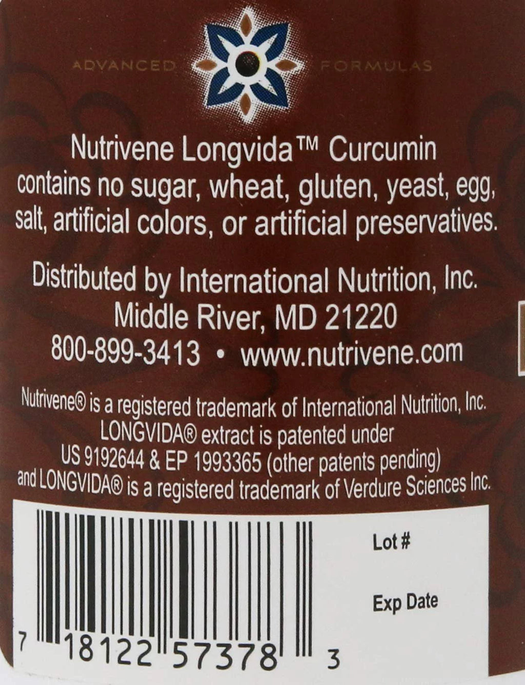 Longvida™ by Nutrivene Curcumin 500 mg, 60 capsules I415701