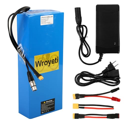 52V Ebike Battery 20Ah 52V Battery 52V Electric Bike Battery 52V Lithium Ion Battery with 3A Charger, T-Plug Extension Cord, XT60 Connector, Anderson Connector for 200-1400W Electric Bicycles Motor
