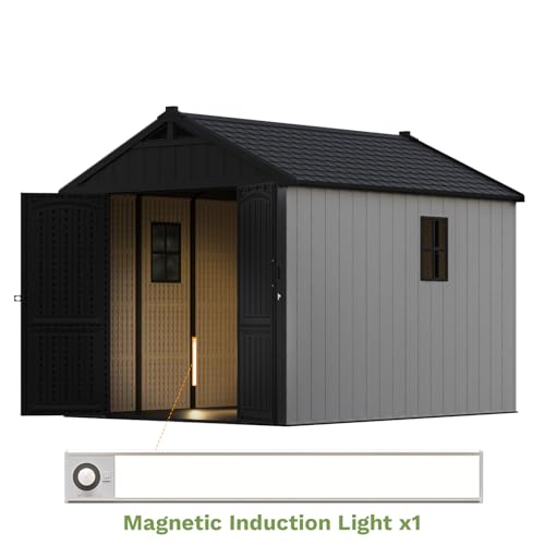 Patiowell 8 x 12 FT Plastic Outdoor Storage Shed with Floor, Window and Lockable Door F41822