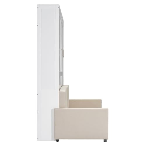 LZ LEISURE ZONE Queen Murphy Bed with Cushion, White M9247
