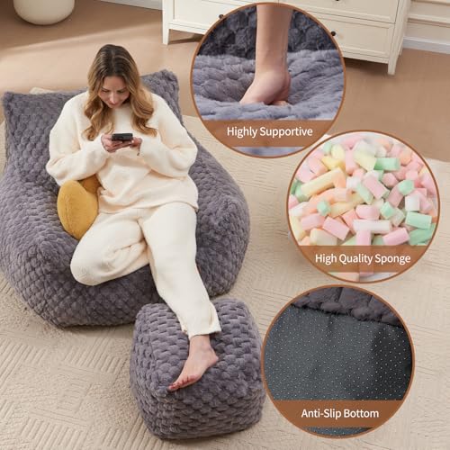 Big Bean Bag Chair for Adults with Foot Rest, Indoor Lounge Sofa P643