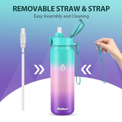 32oz Stainless Steel Insulated Water Bottle with Straw Lid B367