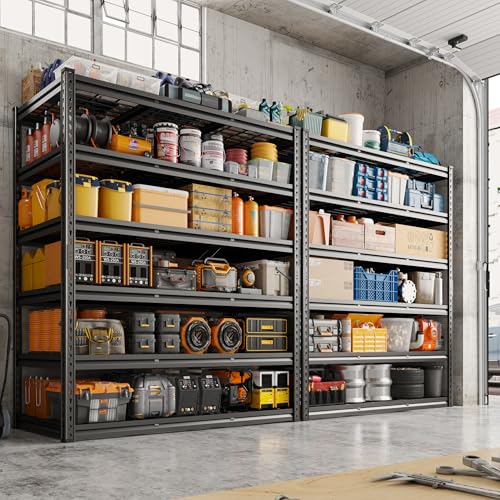 REIBII 60" W Garage Shelving 5-Tier Heavy Duty Metal Storage Shelves B60038