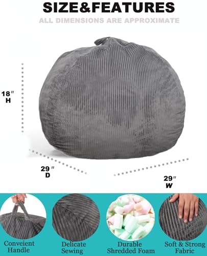 Faux Fur Bean Bag Chair for Adults with Filling, Blue J1419