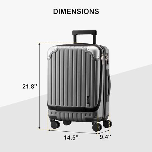 LEVEL8 Grace Carry On Luggage 20" Hardside Spinner with TSA Lock, Blue U5974