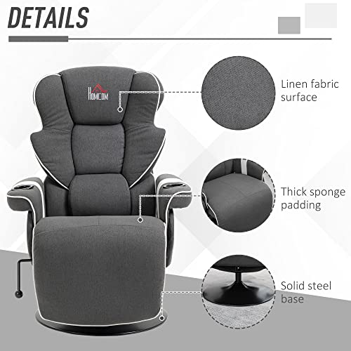 HOMCOM Manual Recliner Swivel Lounge Armchair with Footrest, Black X595632