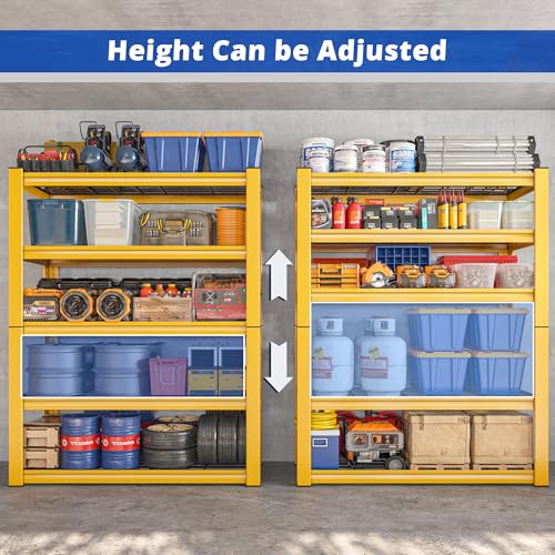 REIBII 3010LBS Storage Shelves 72" H Heavy Duty Metal 5 Tier Adjustable Shelving, Black B7978