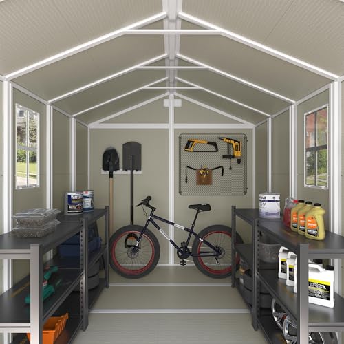 UDPATIO Outdoor Storage Shed 6x6 FT Resin Garden Shed with Lockable Door D90316