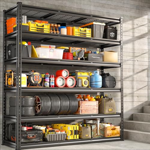 REIBII 60" W Garage Shelving 5-Tier Heavy Duty Metal Storage Shelves B60038