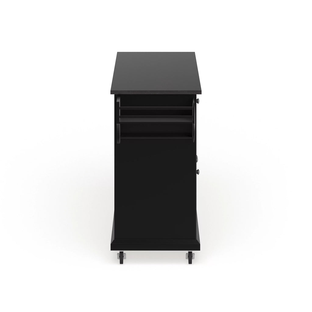 Crosley Furniture Black Wood Kitchen Cart with Solid Granite Top O708