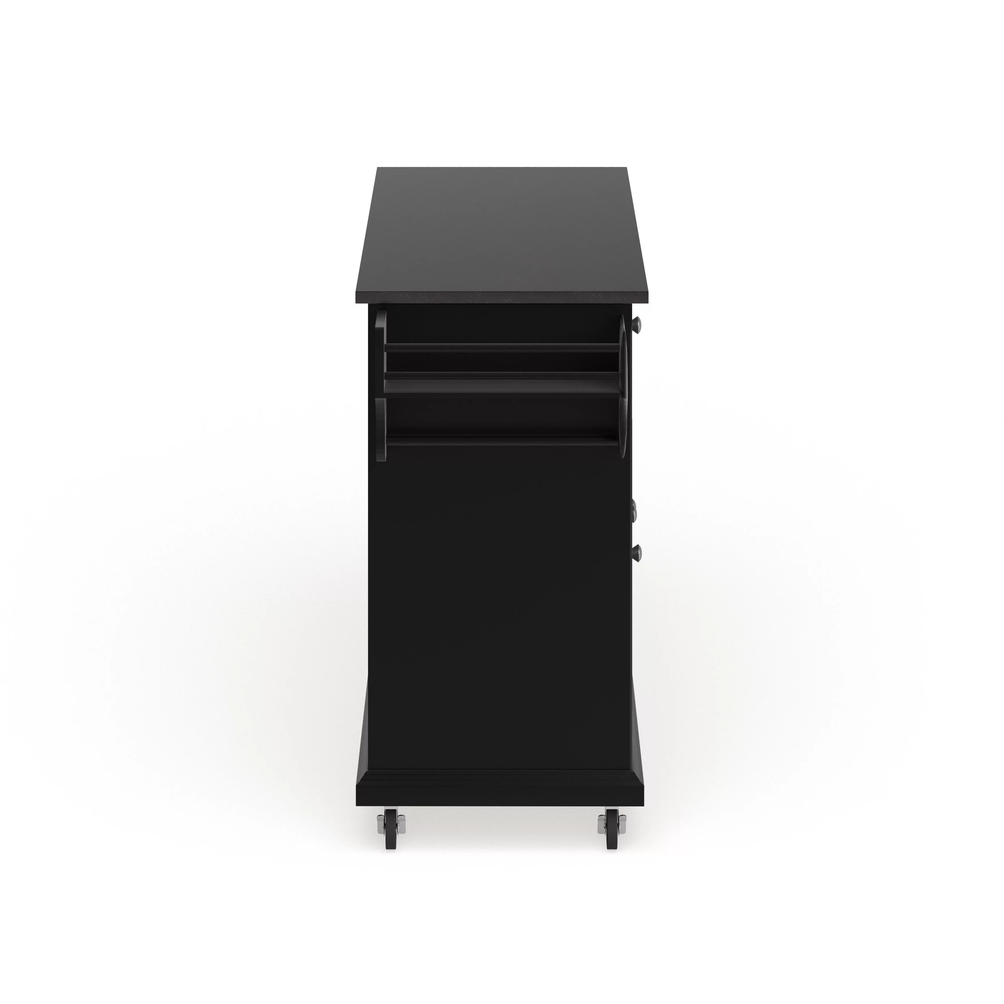 Crosley Furniture Black Wood Kitchen Cart with Solid Granite Top O708