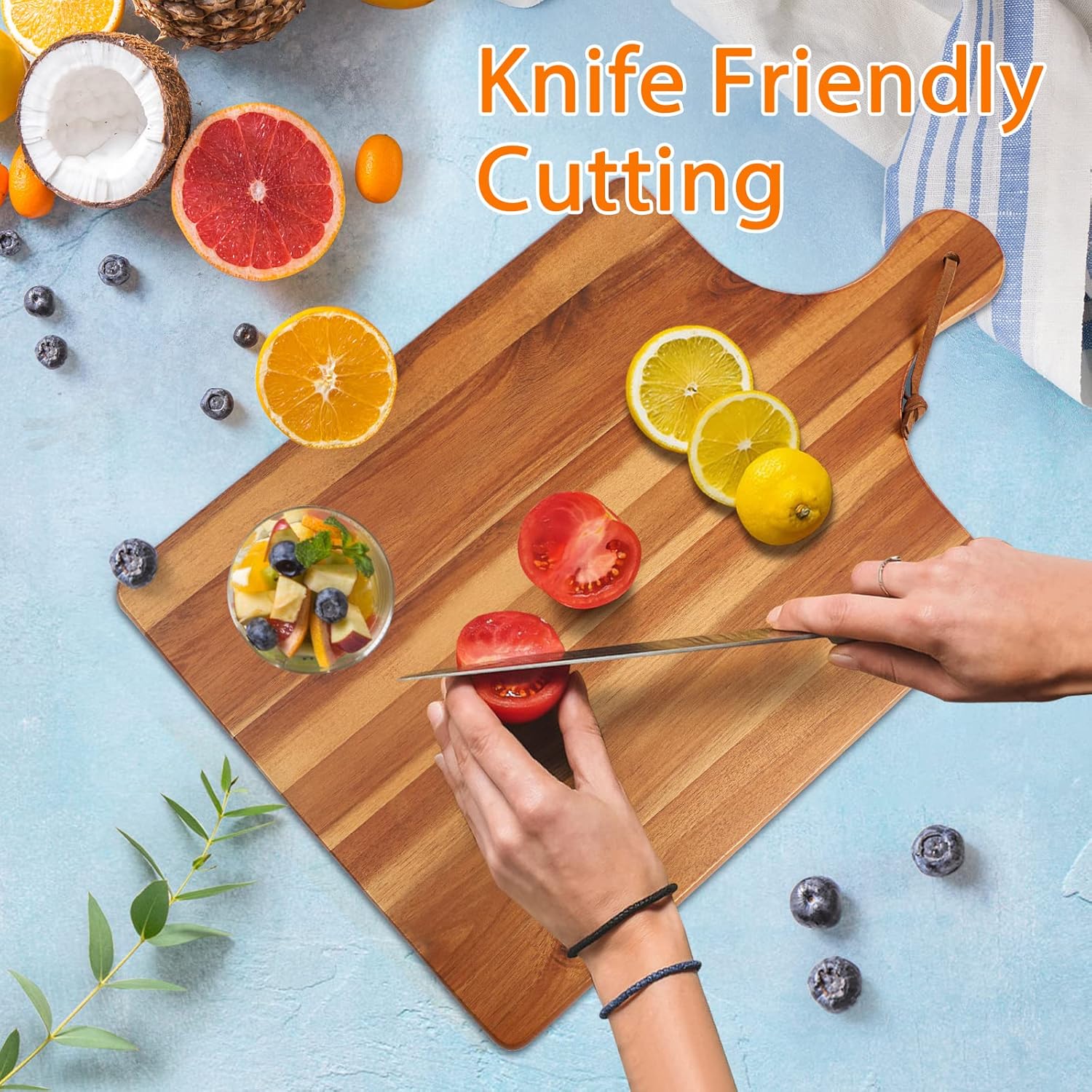 HOMEXCEL Acacia Wood Cutting Board with Handle 17"X11" V832