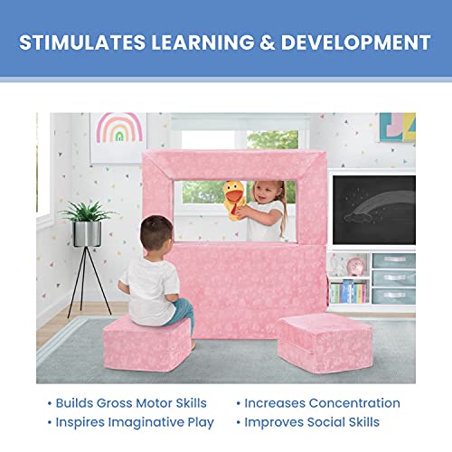 Delta Children Serta Perfect Sleeper Convertible Sofa & Play Set with 2 Ottomans, Grey O22117
