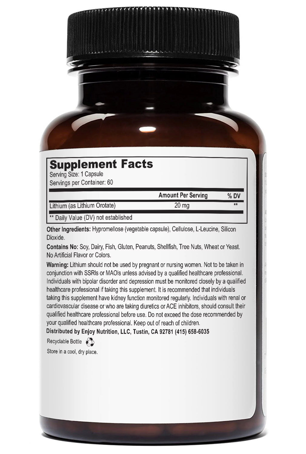 Weyland Brain Nutrition Lithium Orotate 20mg, 60 Vegetarian Capsules S596048