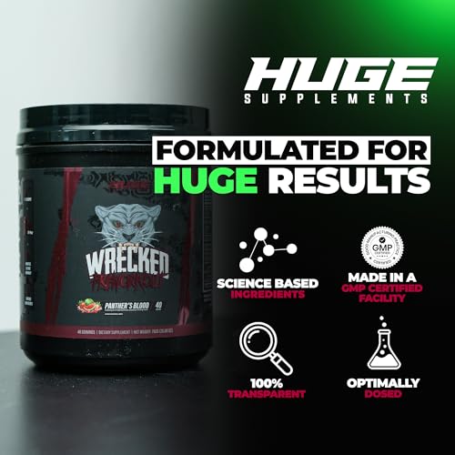 Wrecked Pre Workout Advanced Formula, 10g L-Citrulline, 6.4g Beta Alanine, 375mg Caffeine H8336