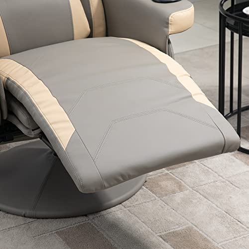 HOMCOM Manual Recliner Armchair PU Leather Lounge Chair with Adjustable Leg Rest Q125829