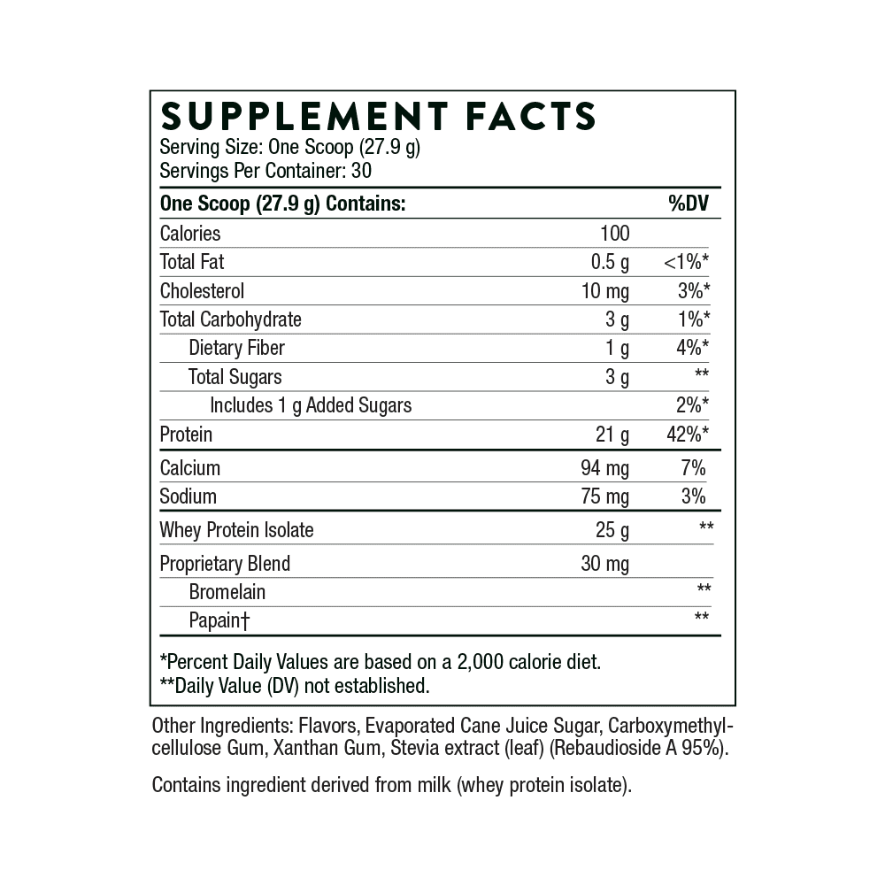 Thorne Whey Protein Isolate Vanilla NSF 29.5 oz X734