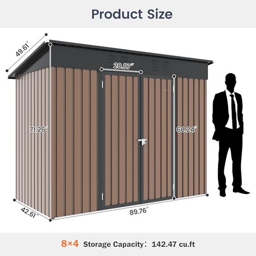 UDPATIO Outdoor Storage Shed 6x6 FT Resin Garden Shed with Lockable Door D90316