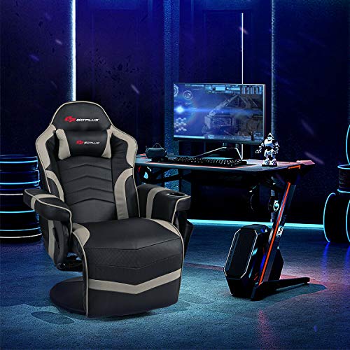 Goplus Massage Gaming Chair, Racing Recliner with Footrest, PU Leather N121