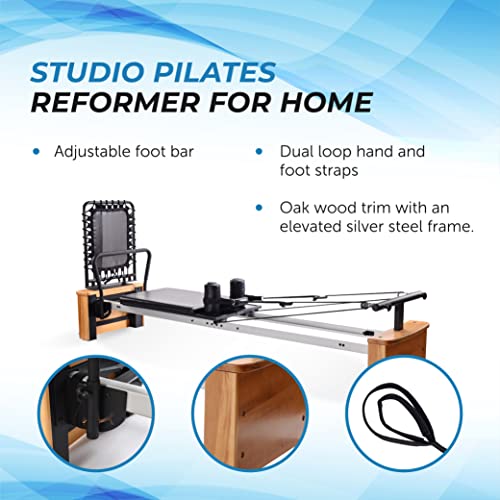 Stamina AeroPilates Pro Reformer Pilates Machine with Cardio Rebounder, Chrome Black L6337