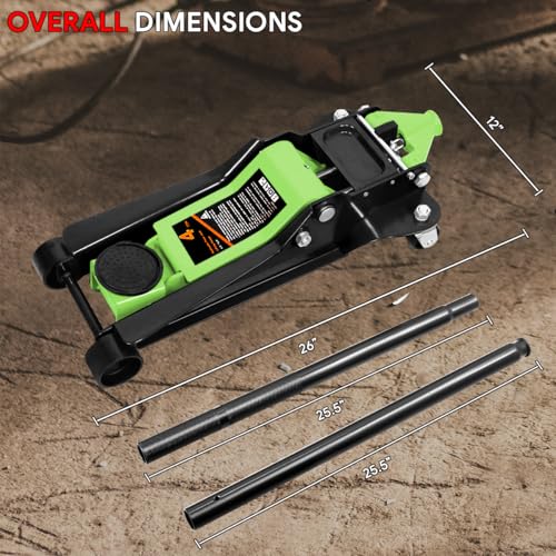 DNA MOTORING Floor Jack 3 Ton Low Profile Heavy Duty Hydraulic Car Jack, Black T11604