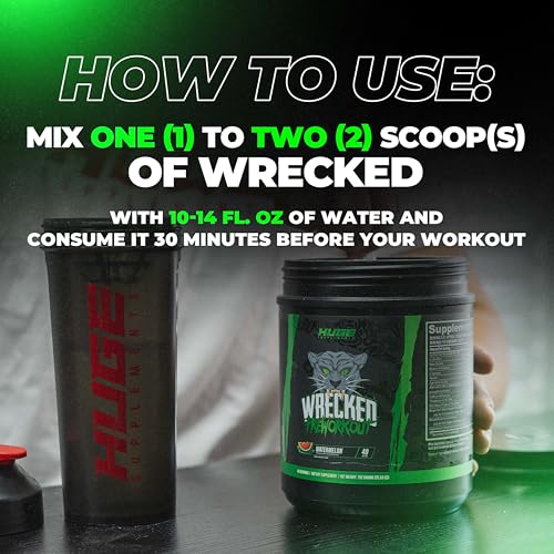 Wrecked Pre Workout Advanced Formula, 10g L-Citrulline, 6.4g Beta Alanine, 375mg Caffeine H8336