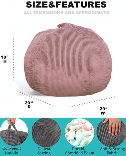 Faux Fur Bean Bag Chair for Adults with Filling, Blue J1419