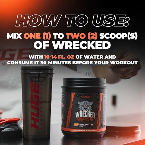 Wrecked Pre Workout Advanced Formula, 10g L-Citrulline, 6.4g Beta Alanine, 375mg Caffeine H8336