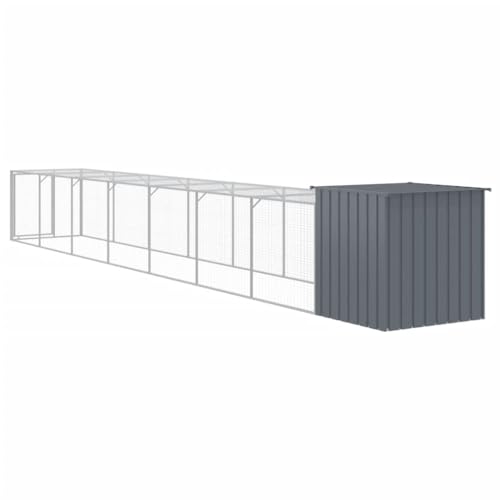 vidaXL Galvanized Steel Chicken Cage with Extended Run Anthracite Y53162