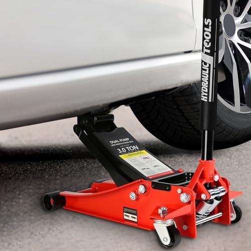 Pvillez Floor Jack, Heavy Duty Hydraulic Low Profile Steel Racing Jack, 2 Ton Capacity Blue H10635
