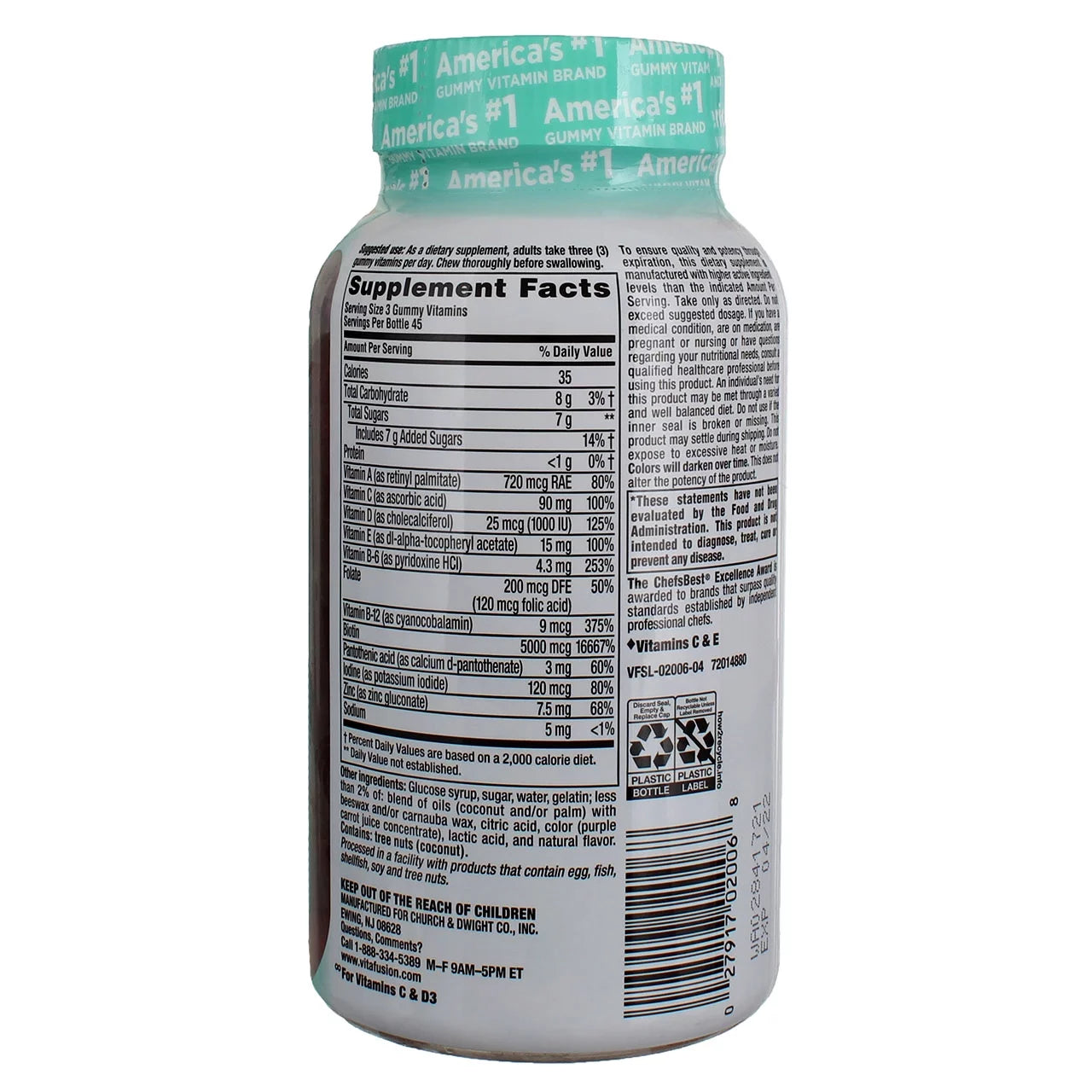 Vitafusion Hair Skin & Nails Gummies - Raspberry - 135ct C103354