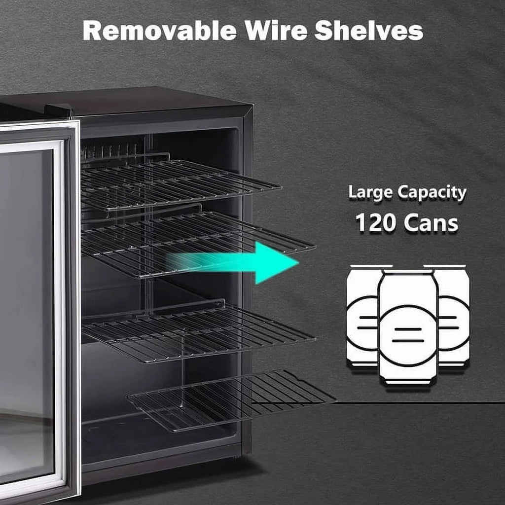 KISSAIR 3.2 Cu.ft Beverage Refrigerator with Glass Door, Black S99255