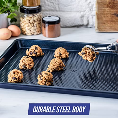 Blue Diamond Bakeware Nonstick 2-Piece Cookie Sheet Baking Pan Set, PFAS-Free, Blue S8870
