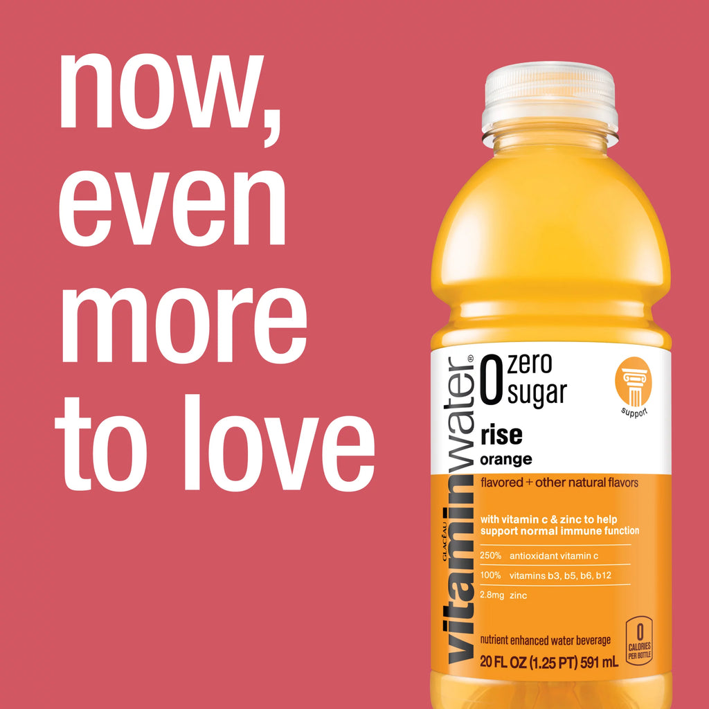 Vitaminwater Zero Sugar Rise Electrolyte Enhanced Water, Orange, 20 fl oz, 12 Pack M978043