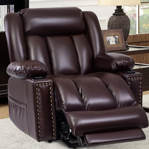 Large Power Lift Chair Recliner for Elderly with Heat and Massage, Dark Brown W500