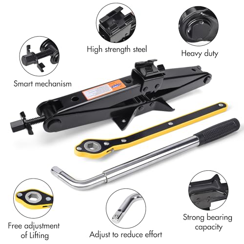 Scissor Jack 3 Ton Tire Changing Kit with Lug Wrench for Car SUV MPV X37986