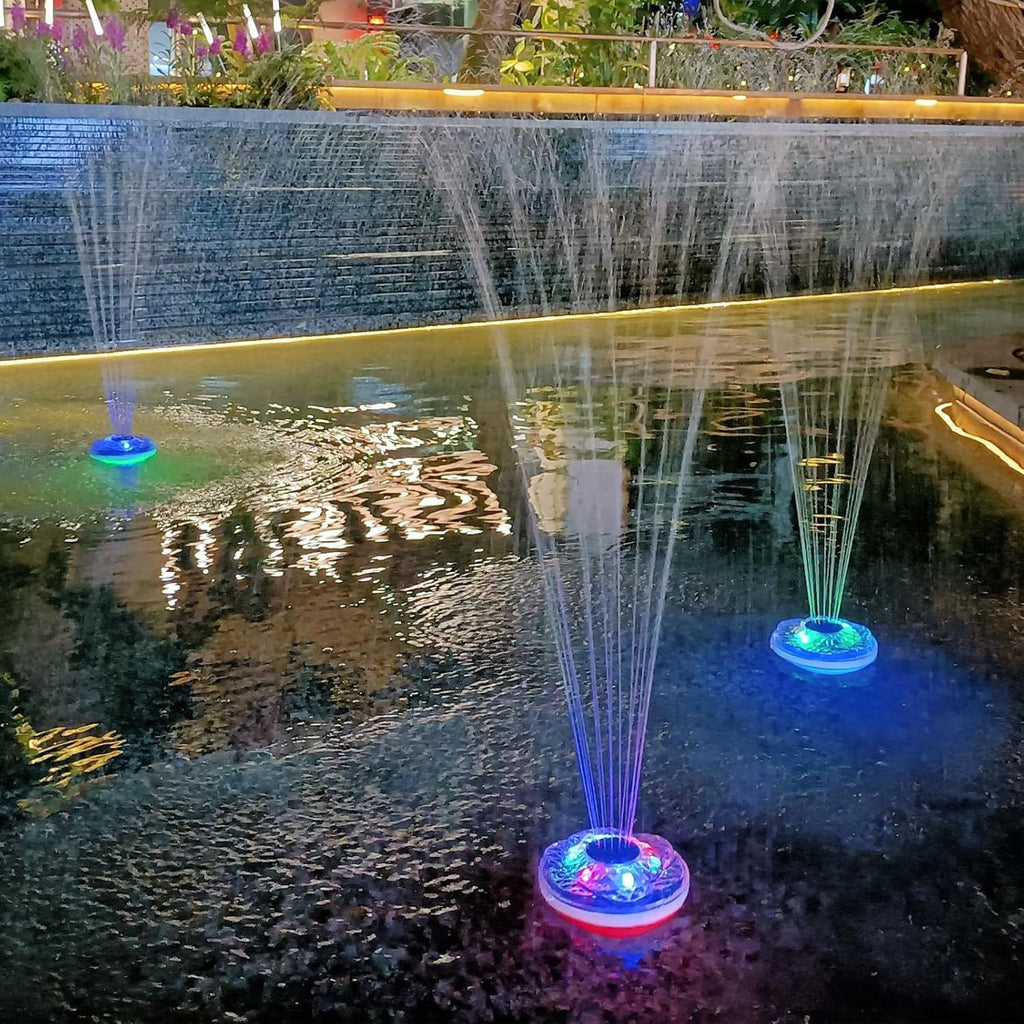 Floating Pool Fountain with Light Show, Rechargeable, IP68 Waterproof B72594