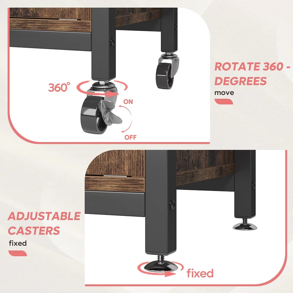 Bestier 3-Tier Baker's Rack with Cabinet, Kitchen Storage Shelves, Coffee Bar Y78034
