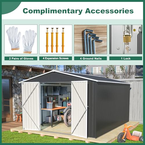 Outdoor Storage Shed 6x4 Ft, Heavy-Duty Resin Tool Shed with Lockable Doors Z7258