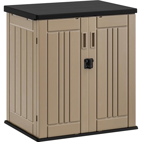 YITAHOME Outdoor Storage Cabinet with 2 Shelves, Waterproof Resin, Lockable, Dark Gray N641