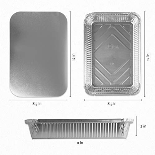 PLASTICPRO Disposable Aluminum Oblong Baking Pans with Cardboard Lids, 12 x 8 x 2 Inch, Pack of 10 U676