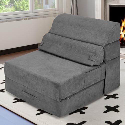 Comfy Folding Sofa Bed Grey Convertible Sleeper Chair Couch M171120