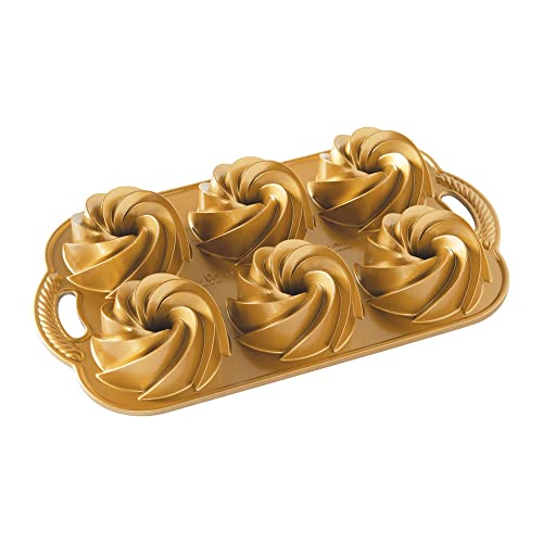 Nordic Ware Heritage Bundtlette Cake Pan, Metallic, Silver