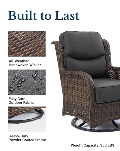 Luxury Patio Furniture Set 7PCS Wicker Conversation Set with Blue Cushions J5390